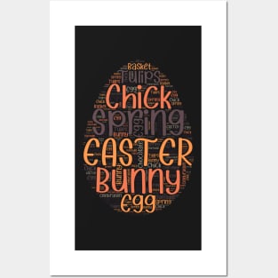 Colorful Easter Words Egg Shape Posters and Art